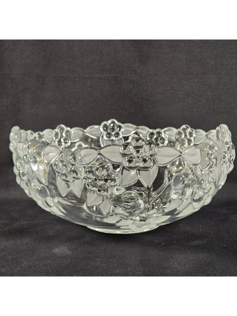 Mikasa Crystal Carmen Walther Glas Germany Clear Embossed Floral Round Frosted